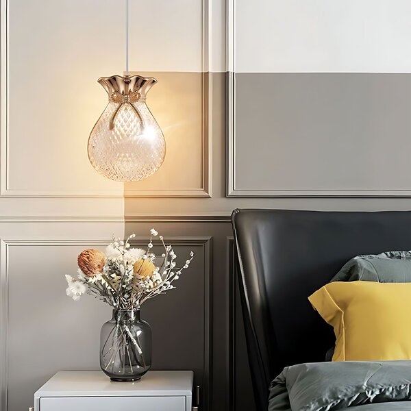 Toolight Závěsné skleněné LED osvětlení D19 LHJ107-1CP růžová zlatá