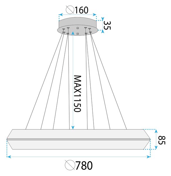 Toolight Toolight, LED stropní svítidlo 80cm, 45W, 4000K, APP1769-CP, zlatá, OSW-04347
