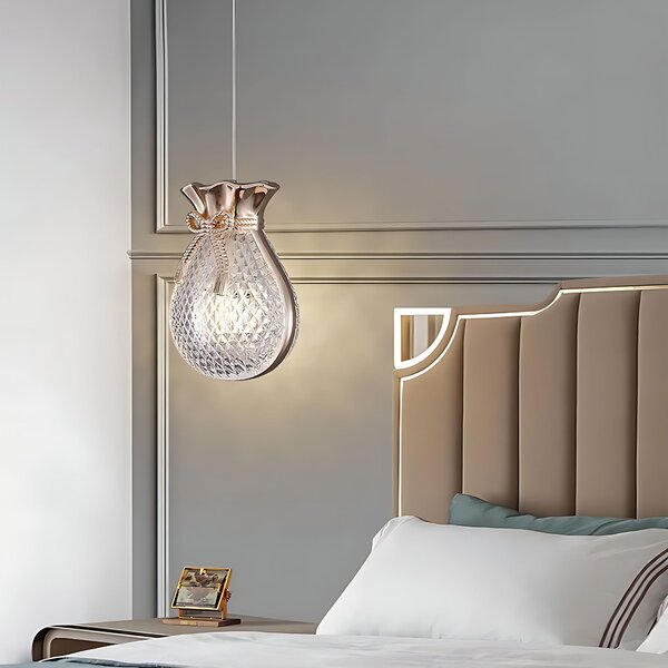 Toolight Závěsné skleněné LED osvětlení D19 LHJ107-1CP růžová zlatá