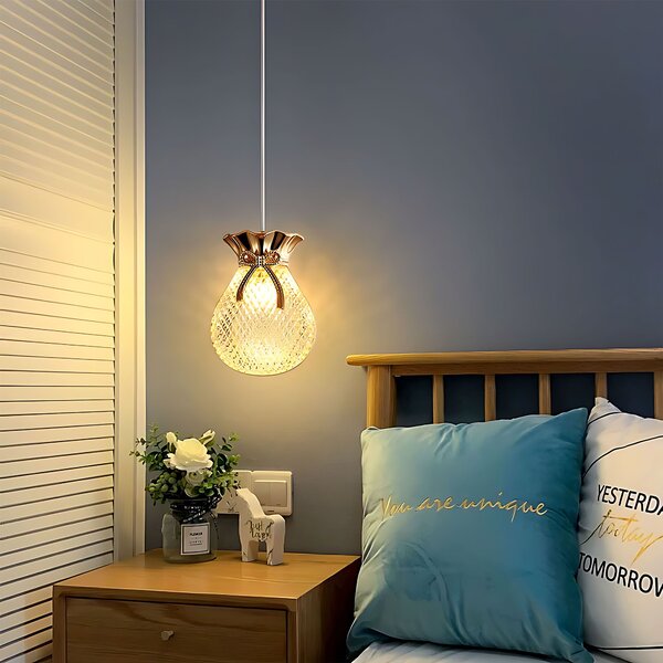 Toolight Závěsné skleněné LED osvětlení D19 LHJ107-1CP růžová zlatá
