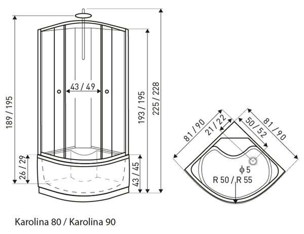 Novoterm Hydromasážní box NV-Karo 90x90 černý