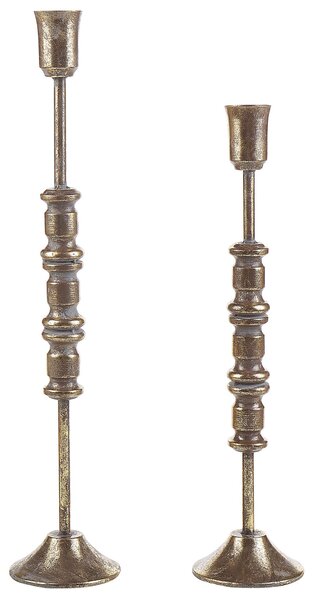 Sada 2 svícnů SALAMINA Kov 63/49 cm Zlatá