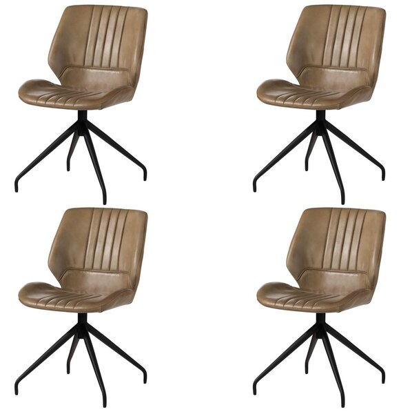 DARKNESS Židle z pravé kůže, 51x61x84, béžová sada 4 kusů