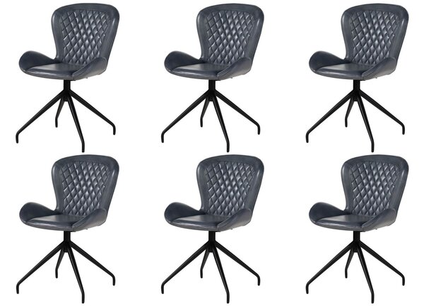 DARKNESS Židle z pravé kůže, 61x52x86, modrá sada 6 kusů