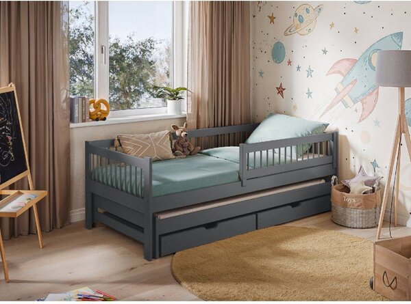 Legno Dětská rozkládací postel Softi grafit Rozměr (cm): 80x160