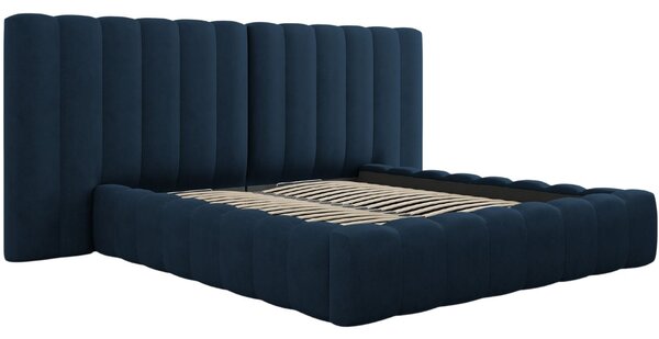 Královsky modrá čalouněná dvoulůžková postel MICADONI Kelp II. 160 x 200 cm