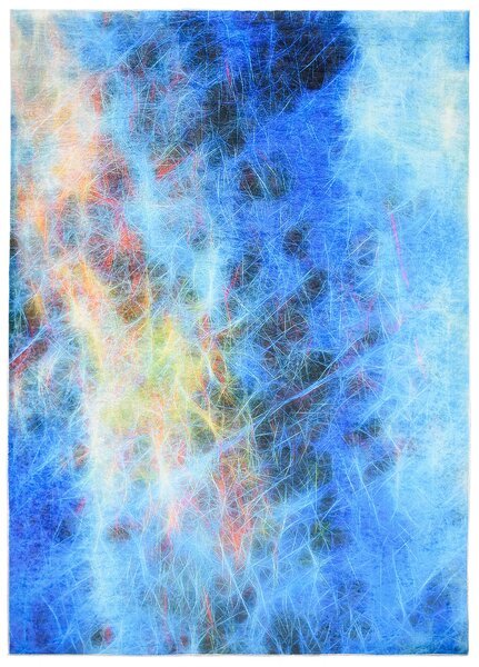 Makro Abra Kusový koberec pratelný TOSCANA 36520 Abstraktní Moderní pogumovaný modrý Rozměr: 80x150 cm