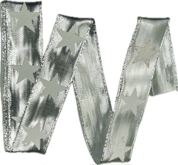 Stuha vánoční stříbrná WHITE STAR SILVER lurexová 25mm x 2m (9,- Kč/m)