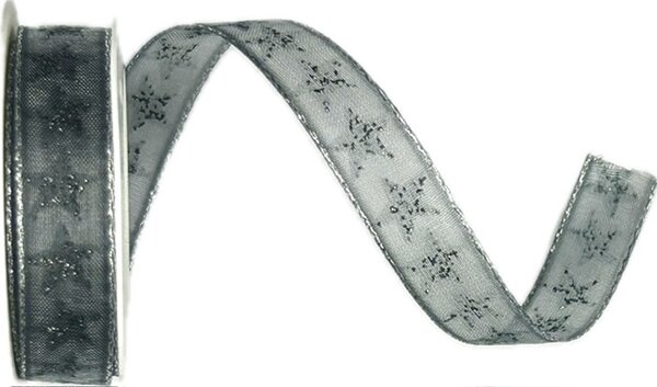 Stuha vánoční Midnight Star Whisper granitová 15mm x 2m (11,-Kč/m
