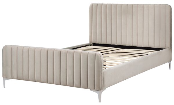 Postel Umělý samet LUNAN 140 x 200 cm Taupe
