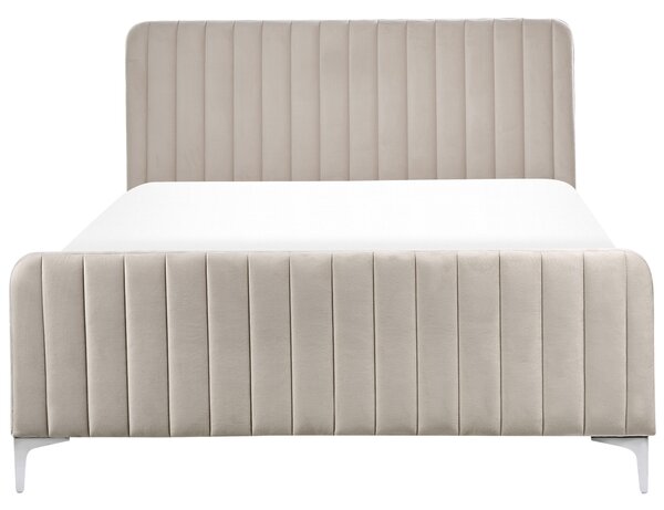 Postel Umělý samet LUNAN 140 x 200 cm Taupe