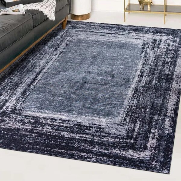 Makro Abra Kusový koberec pratelný TOSCANA 23670 Klasický Moderní pogumovaný tmavě šedý Rozměr: 120x170 cm