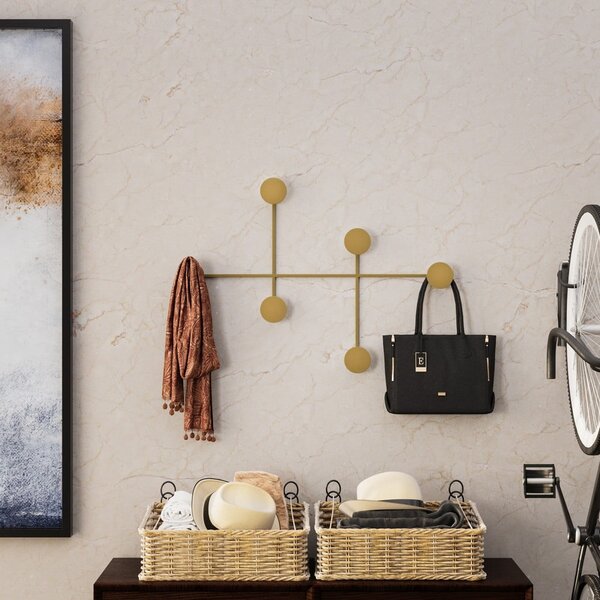 Kovový nástěnný věšák ve zlaté barvě Dama-A – Kalune Design
