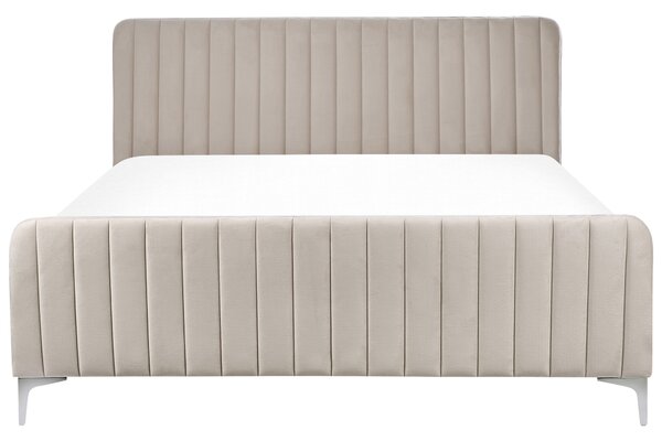 Postel Umělý samet LUNAN 160 x 200 cm Taupe