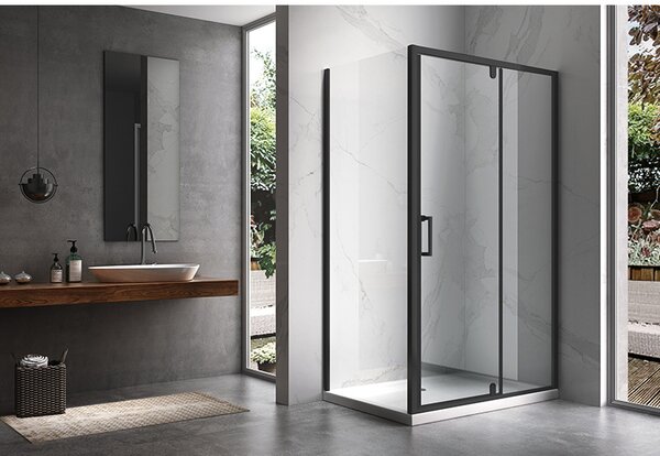 BPS-koupelny Obdélníkový sprchový kout HYD-OK07B 110x90 černá/transparent - bez vaničky