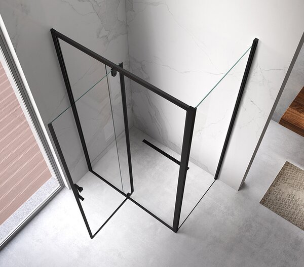 BPS-koupelny Obdélníkový sprchový kout HYD-OK07B 110x90 černá/transparent - bez vaničky