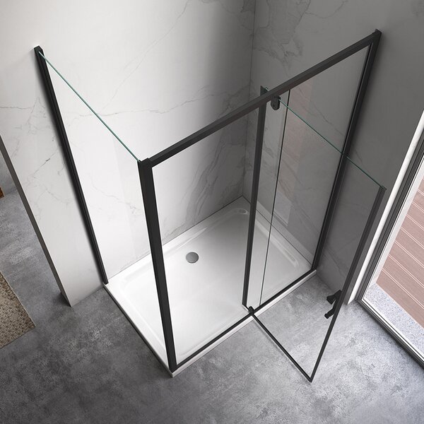 BPS-koupelny Obdélníkový sprchový kout HYD-OK07B 110x90 černá/transparent - bez vaničky