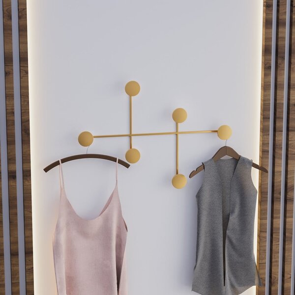 Kovový nástěnný věšák ve zlaté barvě Dama-A – Kalune Design