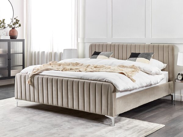 Postel Umělý samet LUNAN 180 x 200 cm Taupe