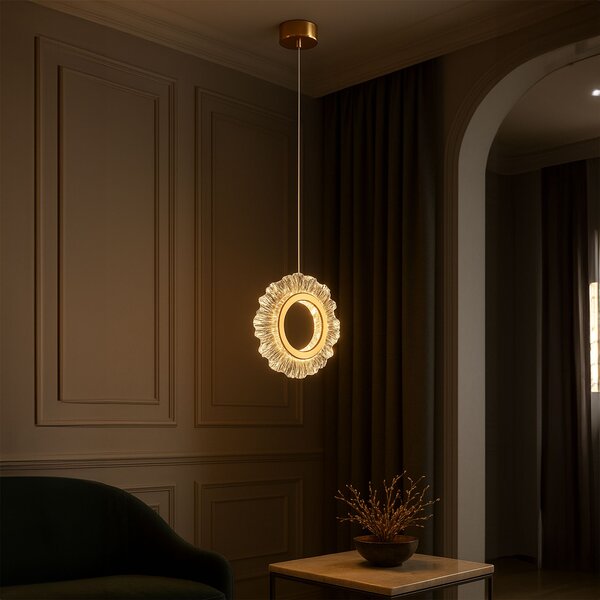 Toolight Toolight, LED závěsné osvětlení 21cm, 5W, 3000K, LHJ102-1CP, zlatá, OSW-60047