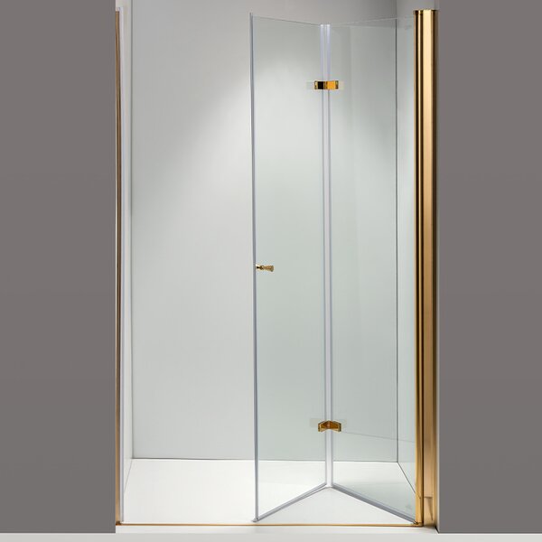 BPS-koupelny Zalamovací otočné sprchové dveře HYD-JSD01A 80 zlatá/transparent pro instalaci do niky - bez vaničky