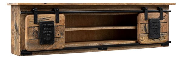 IRON Nástěnná police mango 130x25x35, přírodní, lakovaná