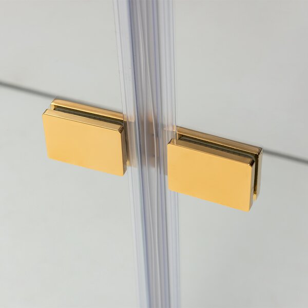 BPS-koupelny Zalamovací otočné sprchové dveře HYD-JSD01A 80 zlatá/transparent pro instalaci do niky - bez vaničky