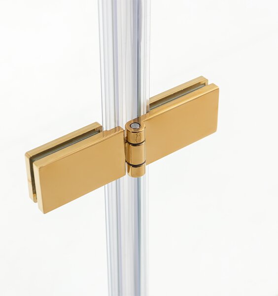 BPS-koupelny Zalamovací otočné sprchové dveře HYD-JSD01A 80 zlatá/transparent pro instalaci do niky - bez vaničky