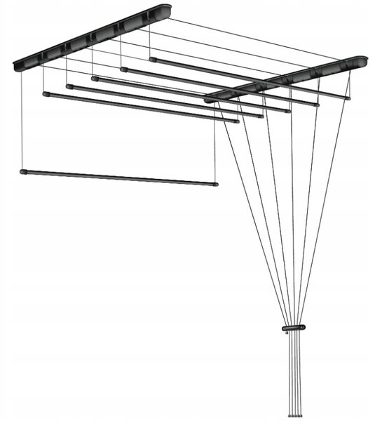 Erga Erga, stropní věšák na sušení prádla 6x120 cm, černá, ERG-SEP-10SUSSU6PCZ12