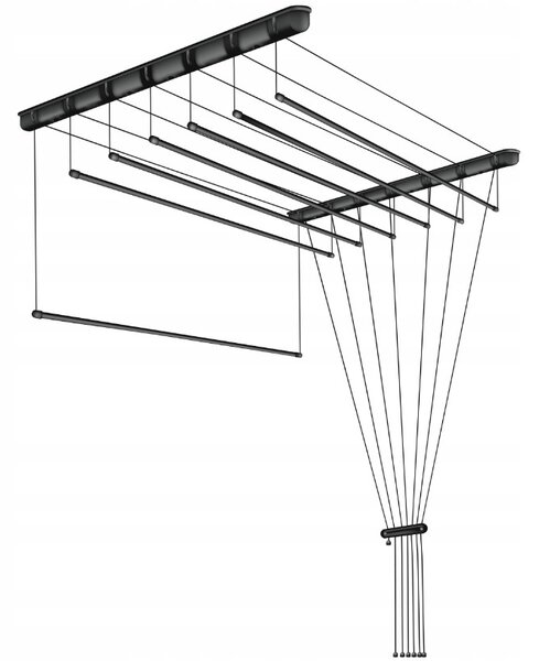 Erga Erga, stropní věšák na sušení prádla 7x90 cm, černá, ERG-SEP-10SUSSU7PCZ90
