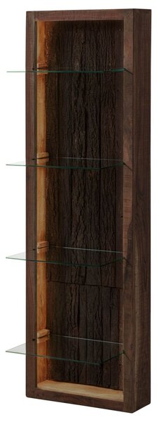 BARK Nástěnná police akácie 45x30x145, tmavě hnědá, lakovaná