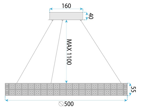 Toolight Toolight, LED stropní svítidlo 50cm, 36W, 4000K, MS005-CP, chromová, OSW-09615