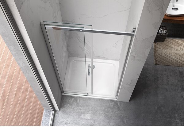 BPS-koupelny Posuvné sprchové dveře HYD-PD09A 100 chrom/transparent pro instalaci do niky - bez vaničky