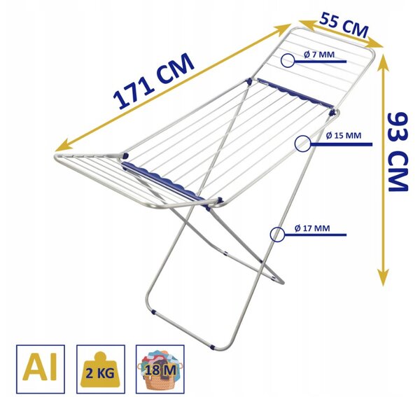 Erga Model 201, hliníkový rozkládací sušák na prádlo 171x55x93 cm, ERG-SEP-10SUSSTMOD201