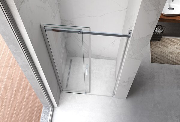 BPS-koupelny Posuvné sprchové dveře HYD-PD09A 100 chrom/transparent pro instalaci do niky - bez vaničky