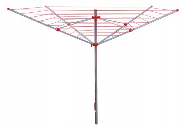 Erga Garden 5000, volně stojící 4-ramenný zahradní sušák na prádlo 200x200x195 cm, stříbrná-červená, ERG-SEP-10SUSOGRGAR50