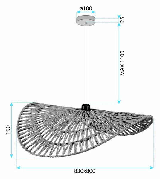 Toolight Toolight, závěsné stropní svítidlo 80cm, 1xE27, APP1740-1C, černá-hnědá, OSW-06063