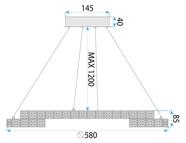 Toolight Toolight, LED závěsné osvětlení 60cm, 45W, 4000K, 2500lm, APP1771-CP, zlatá, OSW-04349