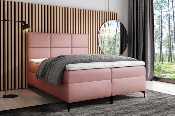 Designová postel FIZA - 140x200, růžová + topper ZDARMA