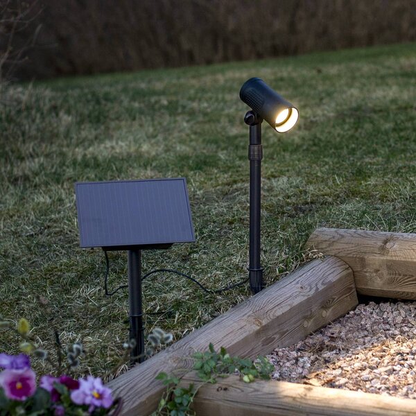 STAR TRADING LED bodovka solární Powerspot 53 cm, 250 lm, černá, s kolíkem do země, Černá, Plast, Moderní, Venkovní bodové svítidlo / zabodnuté do země