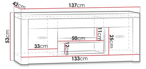 Televizní stolek s LED osvětlením CHALAPATA 2 - jasan tmavý