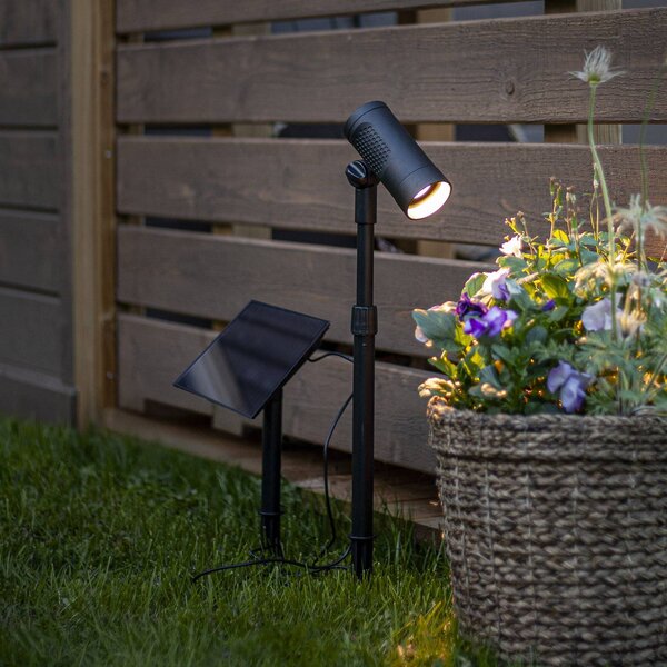 STAR TRADING LED bodovka solární Powerspot 53 cm, 250 lm, černá, s kolíkem do země, Černá, Plast, Moderní, Venkovní bodové svítidlo / zabodnuté do země
