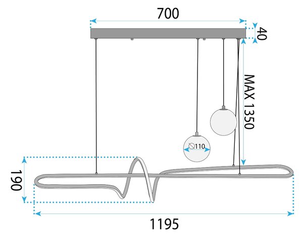 Toolight Toolight, LED stropní osvětlení 120cm, LHJ039-CP, zlatá matná, OSW-60024