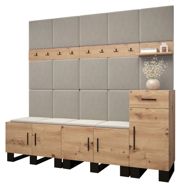 Předsíňová sestava RUMIE 8 - dub artisan, béžové panely