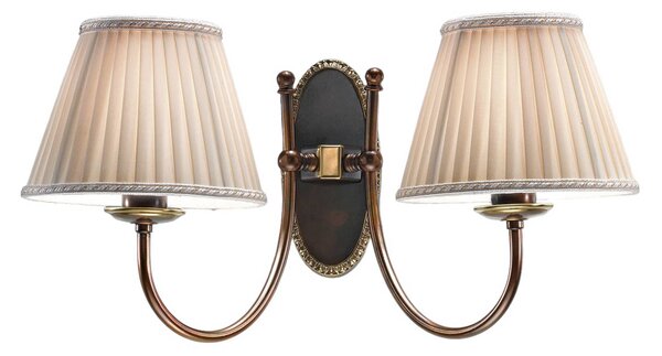 Cremasco Nástěnné světlo Classic, stmívatelný, Bronz / starožitná mosaz, Obývací pokoj / jídelna, Textil / tkanina / hedvábí, Starožitný