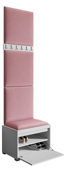 Předsíňová stěna s nástěnnými čalouněnými panely CLENZE 4 - bílá / šedá