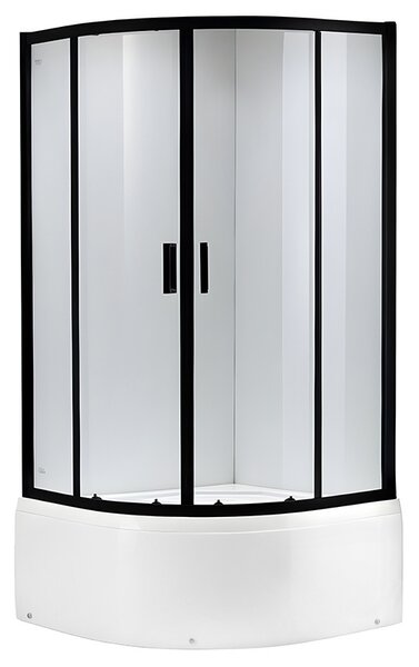 BPS-koupelny Čtvrtkruhový sprchový kout HYD-RK-MAJ80BL 80x80 cm, černá/transparent v setu s hlubokou sprchovou vaničkou