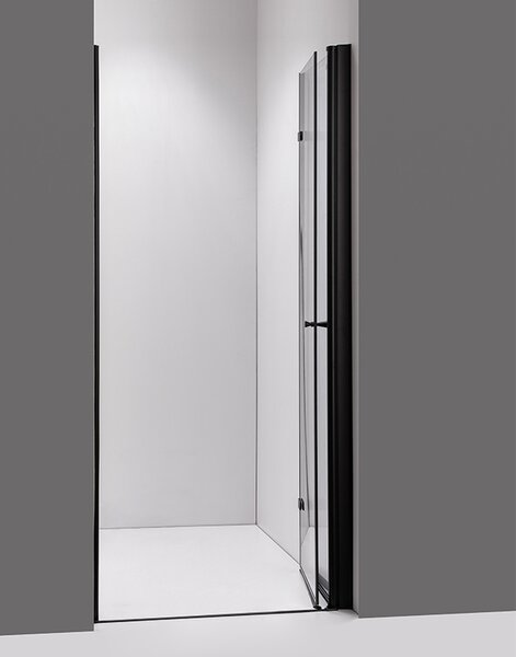BPS-koupelny Zalamovací otočné sprchové dveře HYD-JSD01 120 - ROZBALENO - černá/transparent pro instalaci do niky - bez vaničky
