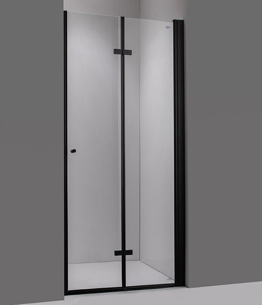 BPS-koupelny Zalamovací otočné sprchové dveře HYD-JSD01 120 - ROZBALENO - černá/transparent pro instalaci do niky - bez vaničky