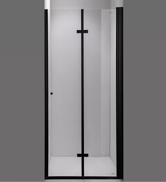 BPS-koupelny Zalamovací otočné sprchové dveře HYD-JSD01 120 - ROZBALENO - černá/transparent pro instalaci do niky - bez vaničky
